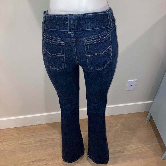 Vintage 90s y2k Z. Cavaricci Dark Blue Flare Jeans attached belt - Picture 7 of 8